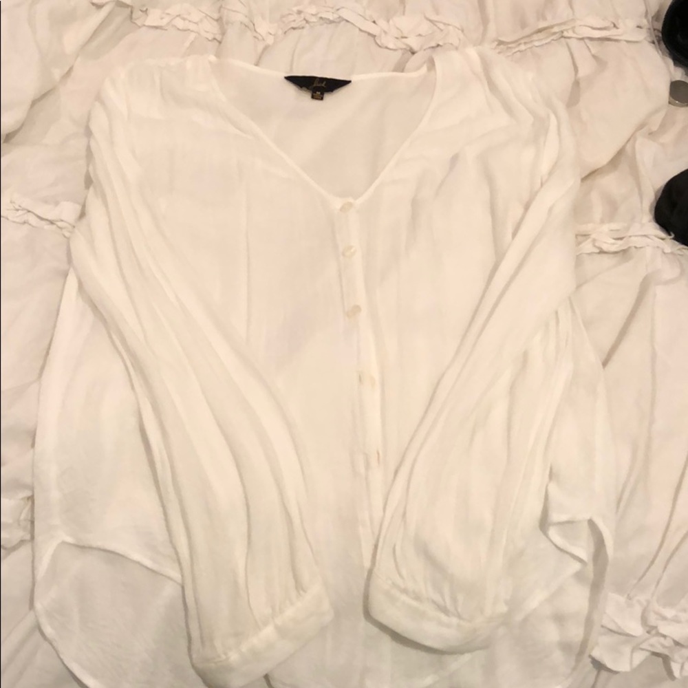 Beautiful delicate white button down blouse